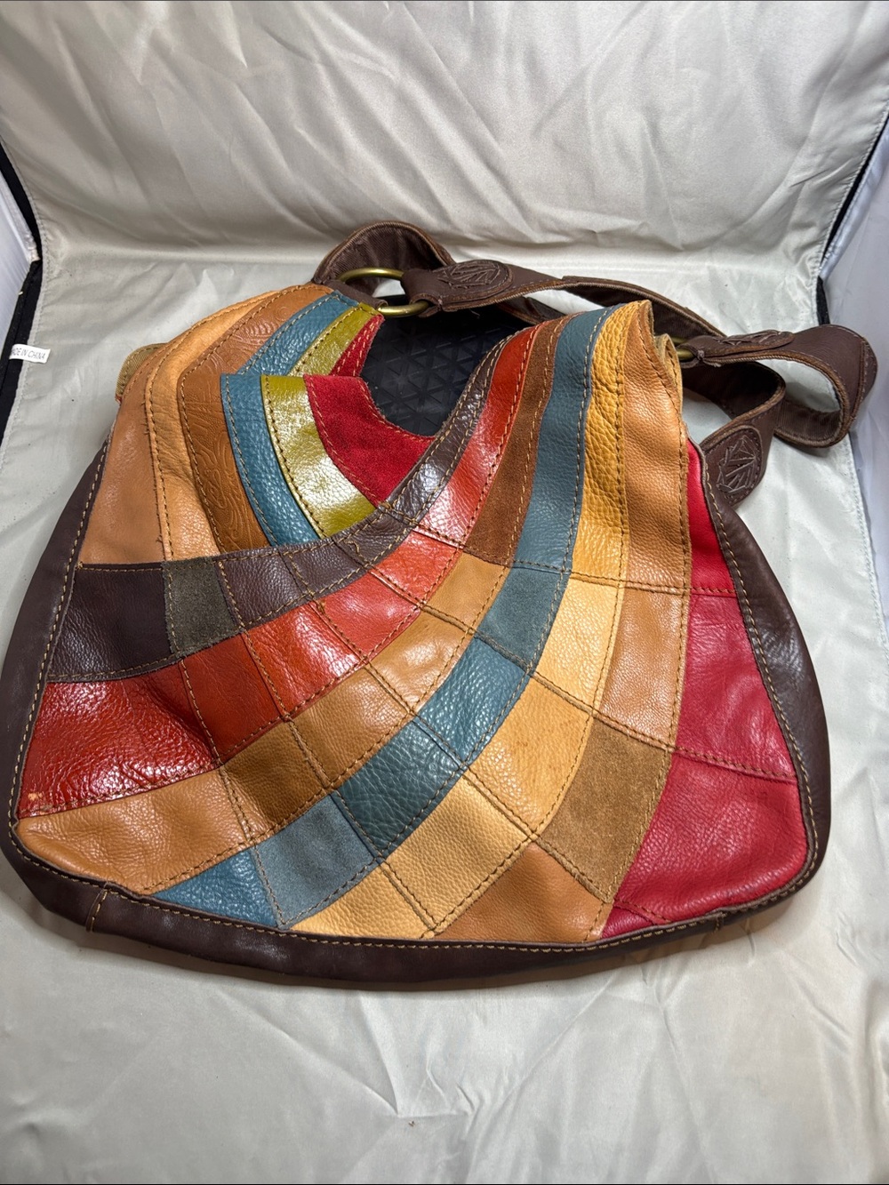 Multicolor Patchwork Leather Shoulder Bag - Casual Boho Style